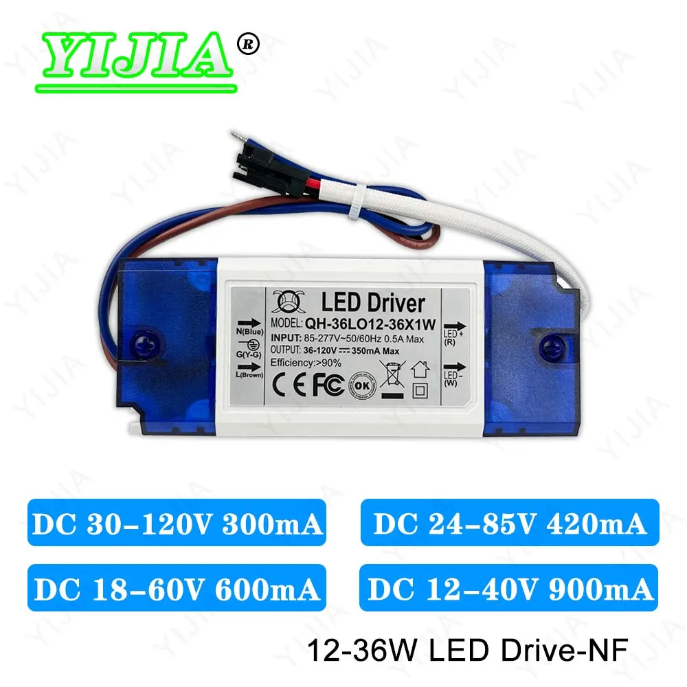 LED Driver DC36-120V 24-85V 18-60V 12-40V 300mA 420mA 600mA 900mA Lighting Transformers For 15W 18W 20W 24W 30W 36W Power Supply