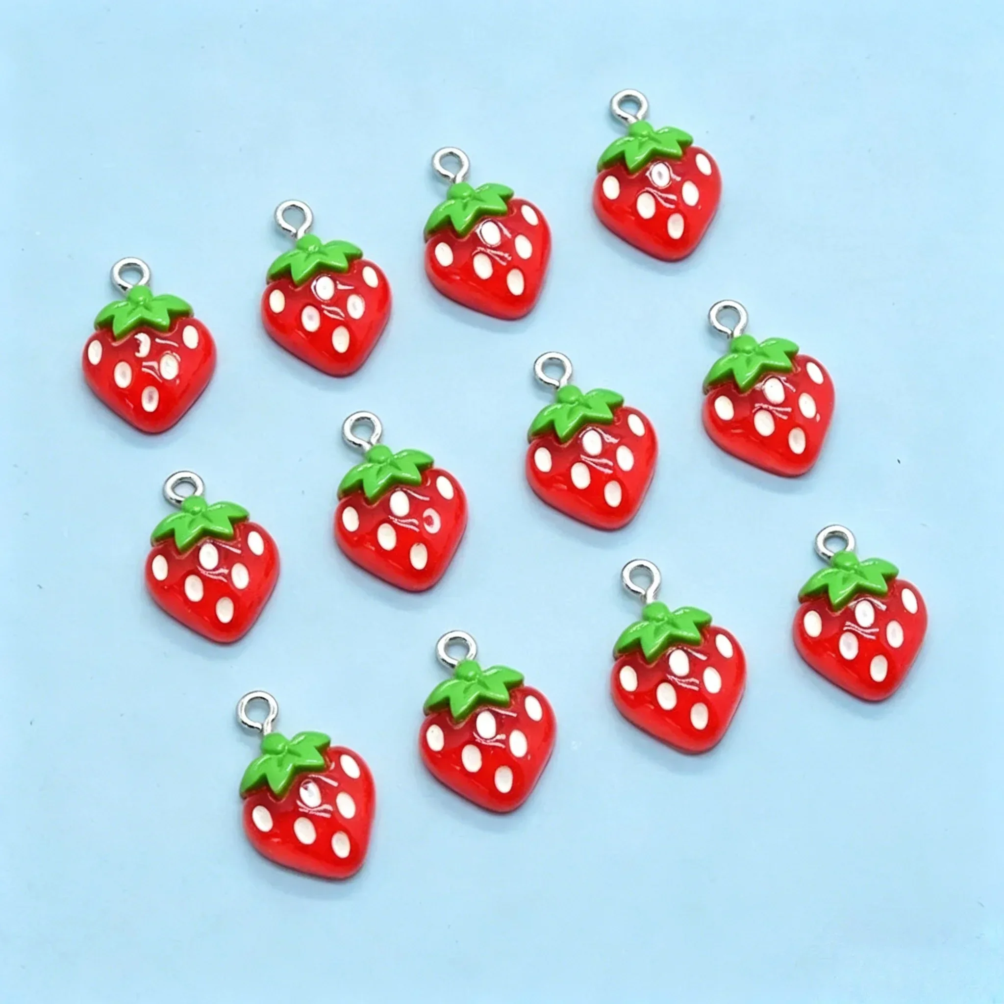 10Pcs Mini Strawberry Resin Charms Cute Sweet Fruit Pendants DIY Supplies For Earring Bracelet Handcraft Jewelry