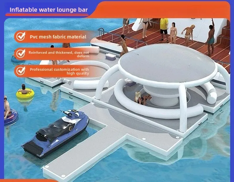 Inflatable Floating Bar & Lounge Platform with Canopy – Premium Water Sofa & Shade Island for Pool, Lake, Beach & Yacht Parties