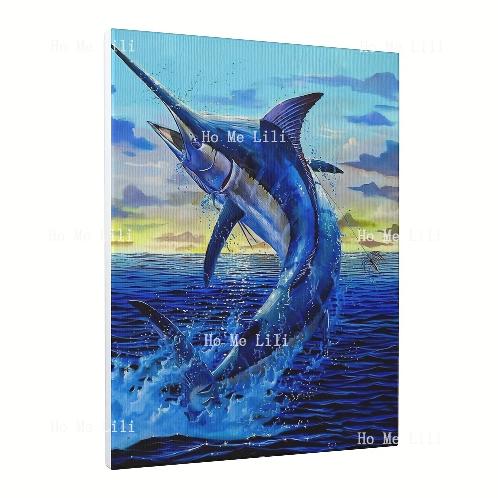 Big Blue Fish Marlin Billy Fish Marine Life Poster Painting Canvas Wall Art Living Room Bedroom Decoration