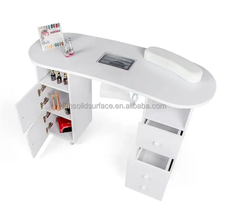 Fashion modern style Hair Beauty Salon Furniture Marble Top Metal Frame Nail Station Manicure Nail Table With Chairs