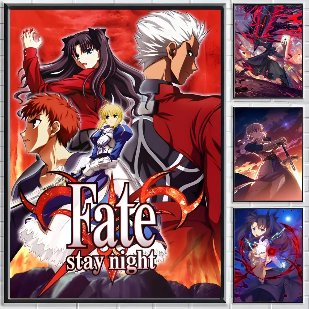 Anime Fate Stay Night Poster Classic Poster HD Art Sticky Wall Waterproof Home Living Room Bedroom  Aesthetic Decoration