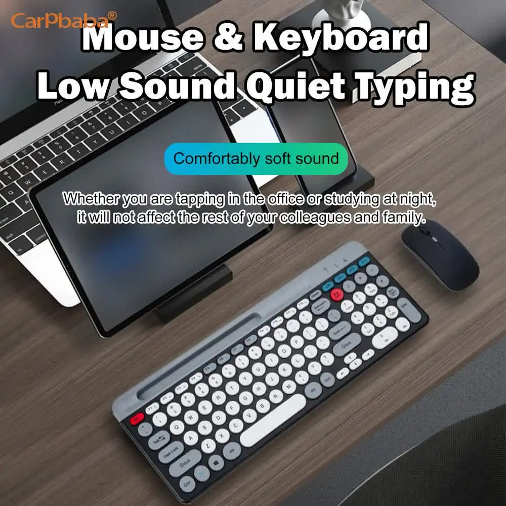Carpbaba 806 Keyboard dan Mouse nirkabel, Keyboard dan Mouse nirkabel dua mode, Kombo 2.4G Bluetooth 5.0, Keyboard membran, Mouse Keyboard BT dapat diisi ulang