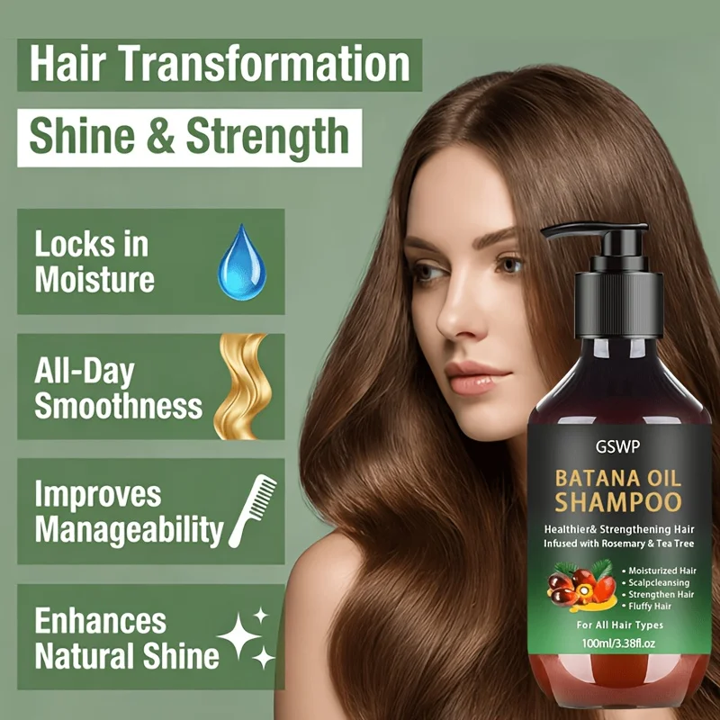 GSWP Batana Shampoo, Containing Rosemary, Gently Cleanses, Deeply Moisturises, Strengthens Hair, Repairs Damaged Hair.100/200ml