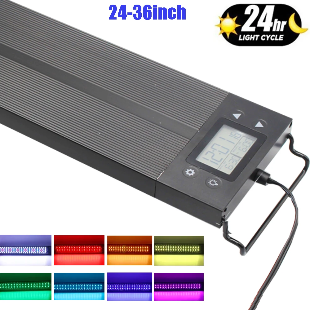 

24-30-36 Inch Smart Planted Aquarium Lamp Full Spectrum Timer Dimmer Sunrise Sunset Auto ON OFF Fish Tank Light