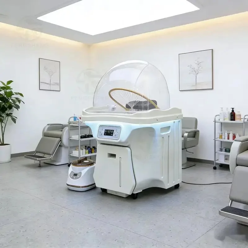 Portable hair spa for hair salon without plumbing - Shower basin - Sink - with LED light therapy wheel
