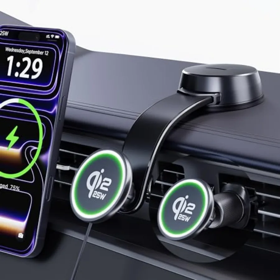 

Upgrade [for Qi2.2-Certified] 25W for MagSafe Wireless Car Charger Mount 2XFast Charging[90+LBS Safe Suction] Magnetic Phone Ho
