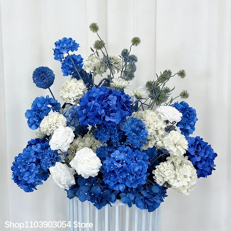 5D Grüne Burgunderrote Hortensie Künstliches Tisch-Centerpiece Blumenarrangement Luxuriöse Hochzeits-Bankett-Esstisch-Dekoration – Detail 5