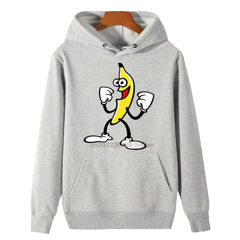 Happy Banana Funny Graphic Hooded Sweatshirts Fashion Winter Essentials Hoodie Sweaters Thick Sweater Hoodie Men's Clothing