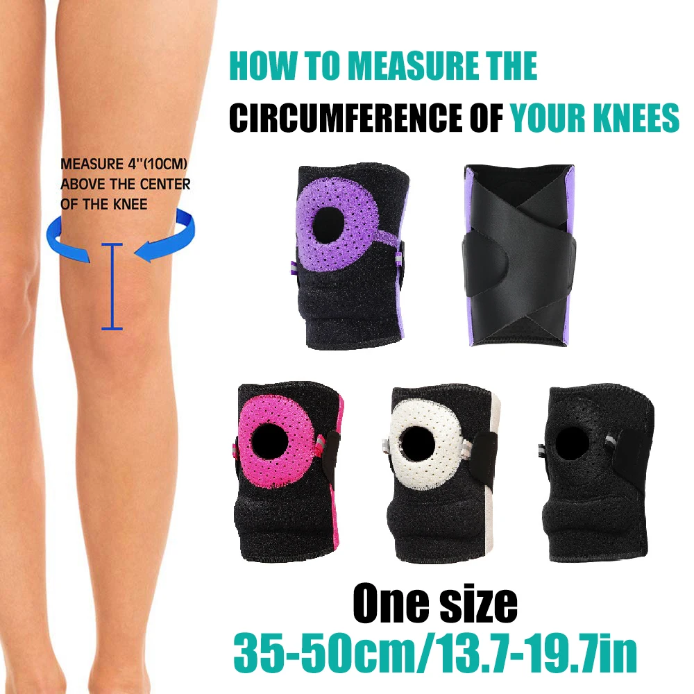 1PC Adjustable Running Knee Brace,Anti-slip  Kneepad with Silicone Pad & Spring Support,Patellar Tendon Pain Relief Knee Support