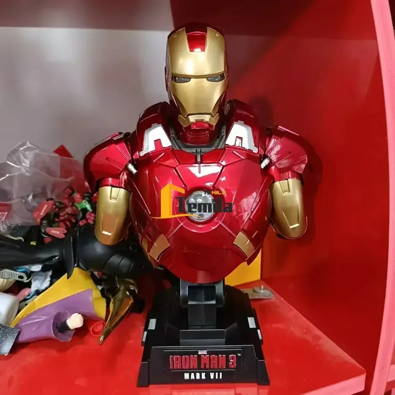 23 cm Avengers Lichtgevende Iron Man Standbeeld 1/4 Schaal Half Body MK43 MK42 MK7 Superheld Model Beeldje Cadeau voor Verjaardag Kerst