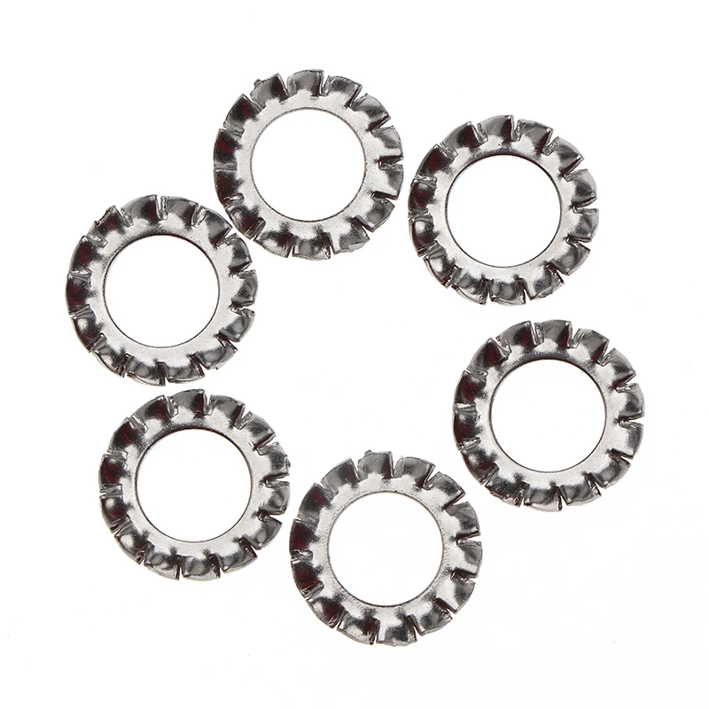 300pcs Outer Serrated Lock Washer Set Anti-Loosening Flat Gasket M2.5-M8 Assortment Kit Set Box 304 Stainless Steel