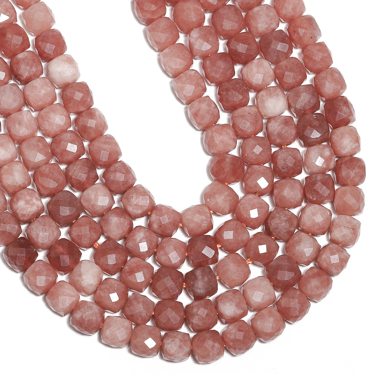 7mm 22pcs Cube Sunstone Natural Faceted Square Stone Beads DIY Charms Bracelet Loose Beads For Jewelry Making DIY Accessories