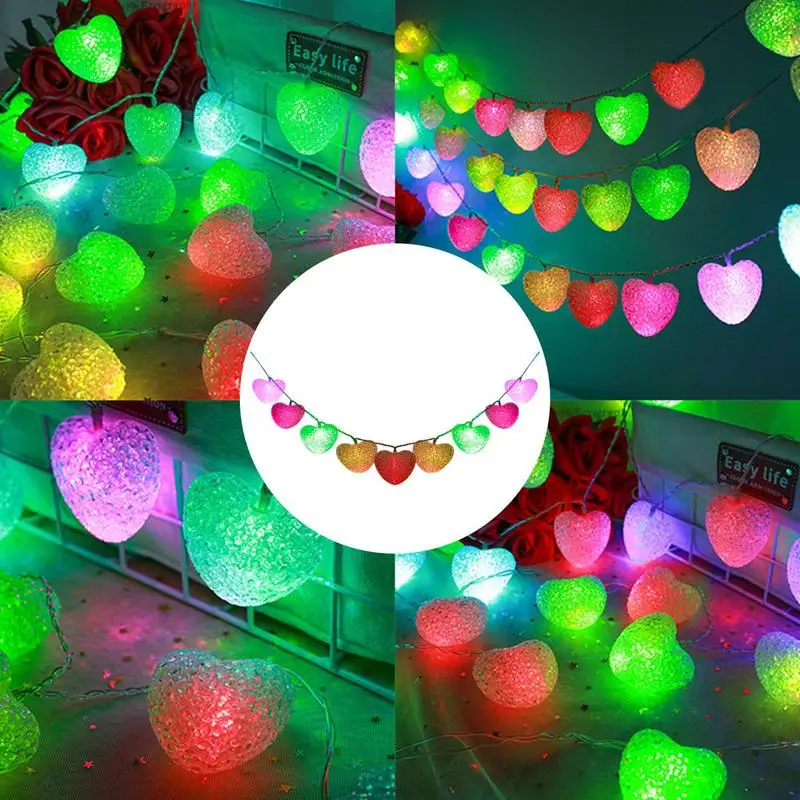 Lucine a LED a forma di cuore per finestre, luci da parete, con 10 LED, ghirlanda romantica impermeabile da 47,2 pollici per il giardino domestico di nozze