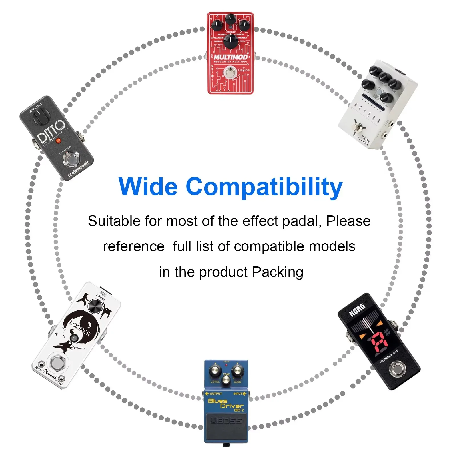 Gitarrenpedal-Stromversorgungsadapter 9V DC US UK EU Stecker & Minus 5-Wege-Daisy-Chain-Kabel Kompatibel mit den Meisten Gitarrenpedalen – Detail 6