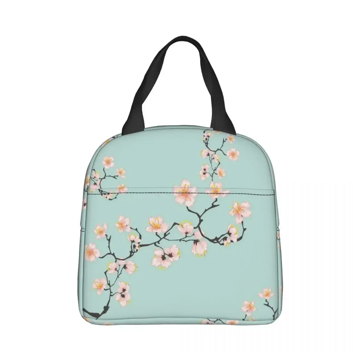 Japanese Cherry Blossom Pink Print Insulated Lunch Bags Leakproof Reusable Thermal Bag Tote Lunch Box Work Food Storage Bags