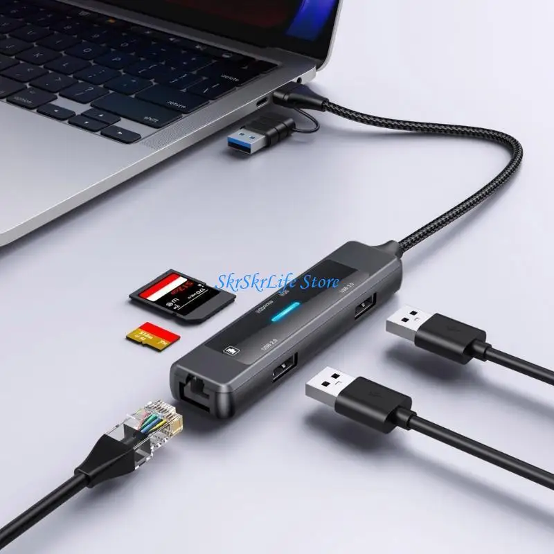 

E65E Aluminum USB 2.0 Multiports Hubs with Type C Connectors for Laptop Expansion