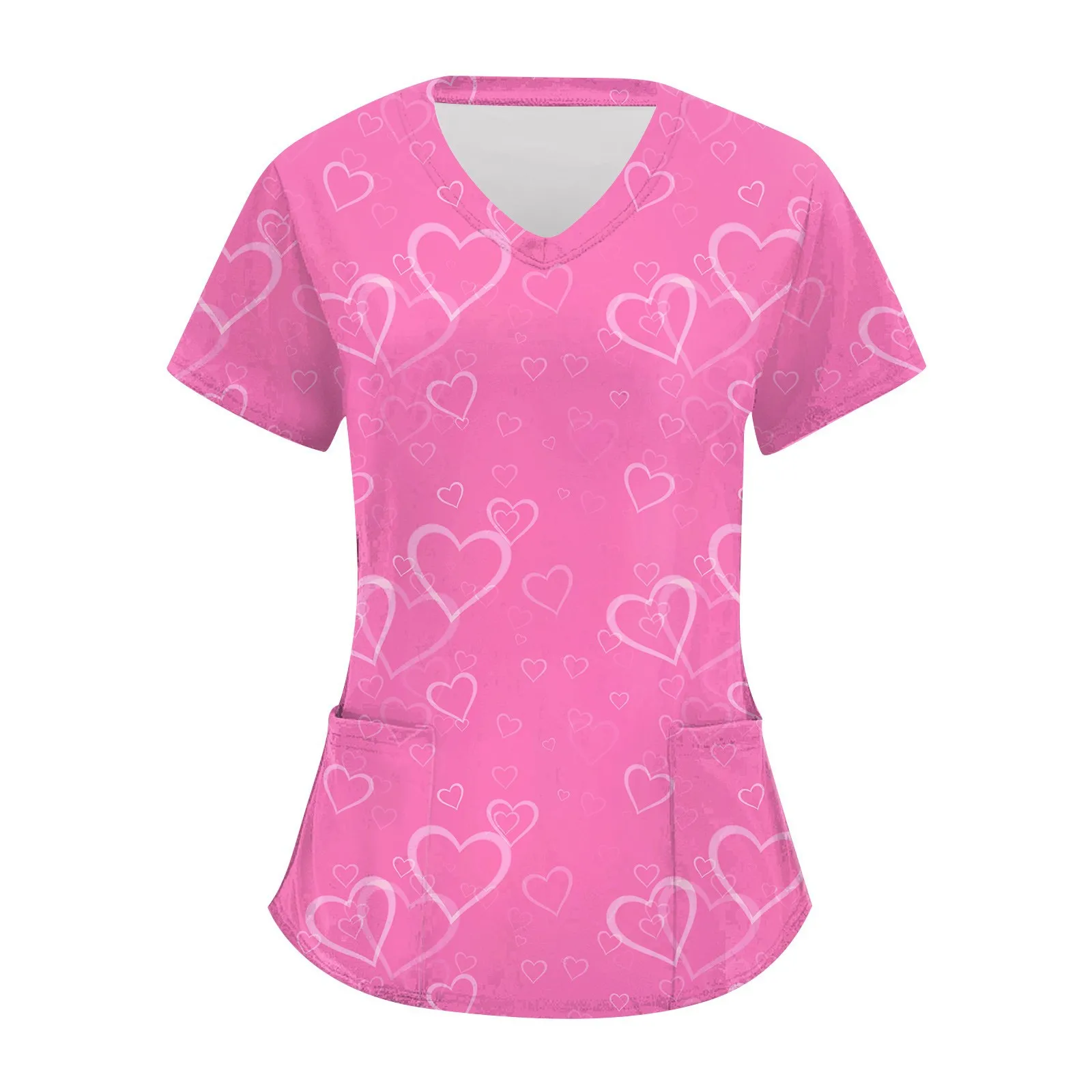 2025 European and American Women's Postpartum Club Nursing Uniform Plant Flower 3D Printed Short Sleeve Medical Nurse Uniform