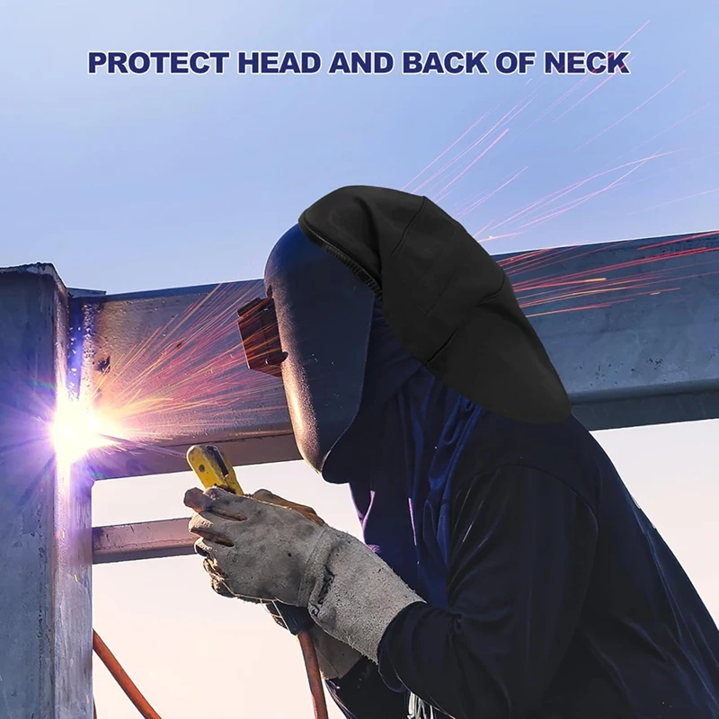 A63X-Welding Helmet Cover Cotton Safe Anti-Burn Welding Headgear Full Protection Neck Extended Headcover With Press Fit Seal