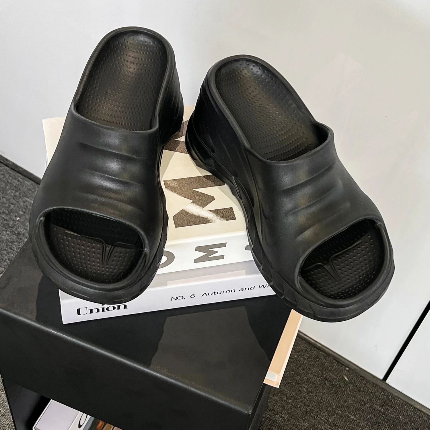 Summer Platform Height Increasing Fashion Wedge Solid Color Open Toe Sandals
