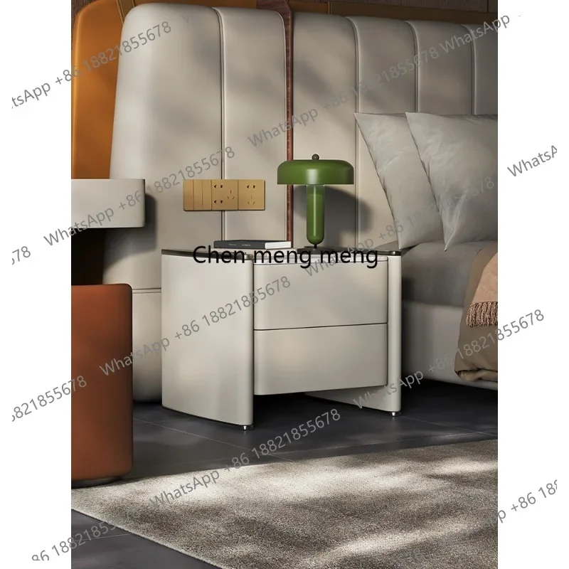 

Italian minimalist bedside table light luxury high-end marble bedside storage locker
