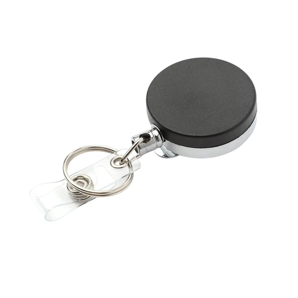Anti-Lost 4cm Badge Reel With Keychain with Steel Wire Cord ID Badge Holder Retractable Anti-Lost Key Ring