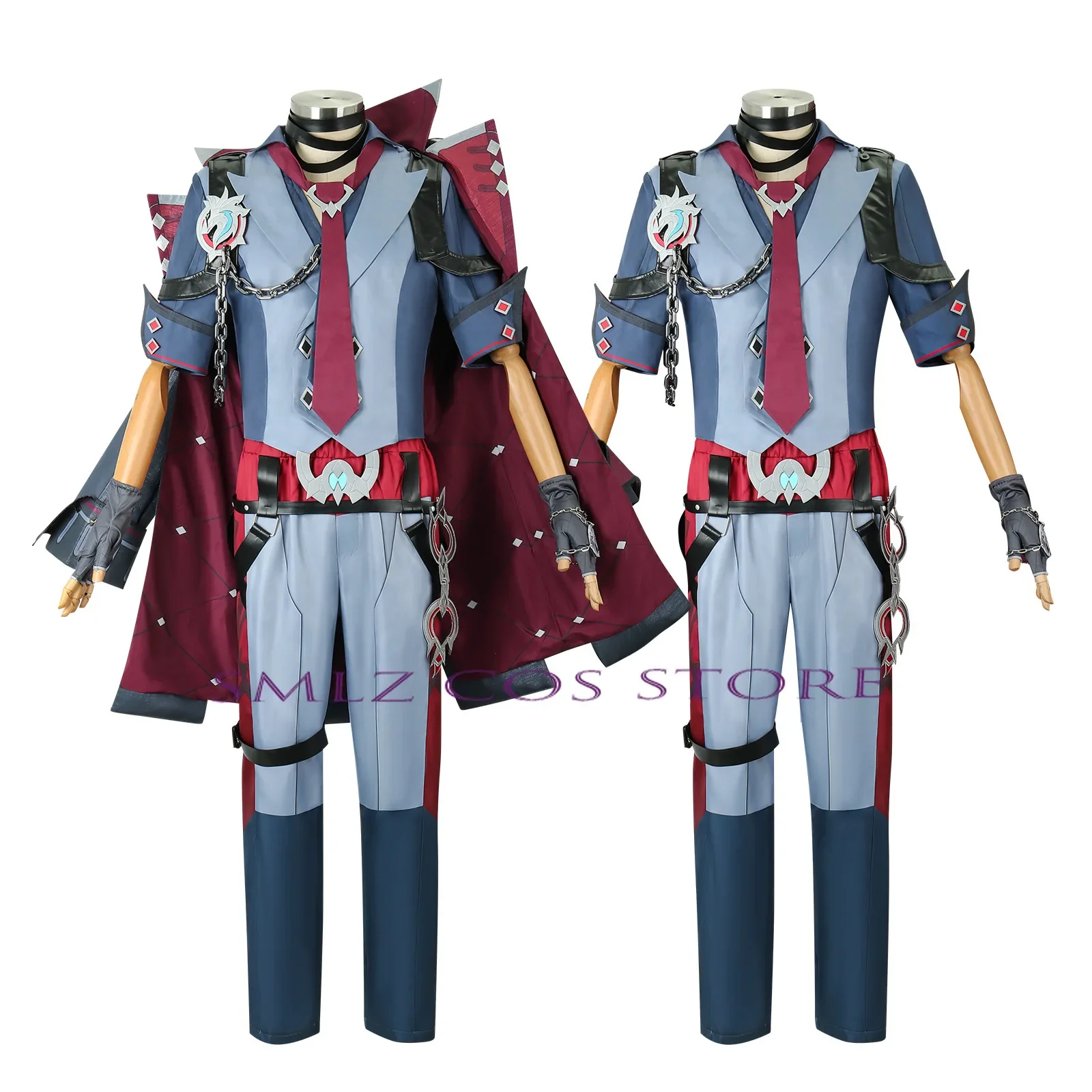 Duke Wriothesley Cosplay Game Impact rouge Costume uomo Traveler Uniform Cloak Top Pants parrucca Suit Party gioco di ruolo abbigliamento