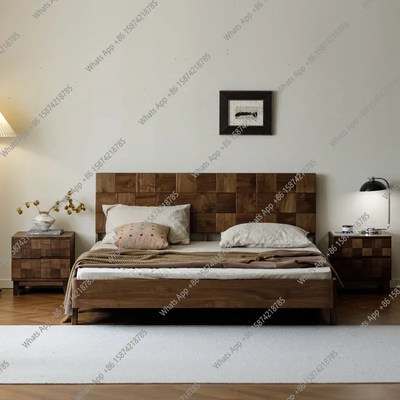 

N49 J Североамериканская кровать из черного ореха, кровать из цельного дерева, 1,8 метра, двуспальная простая главная спальня, современная простая китайская минимальная кровать