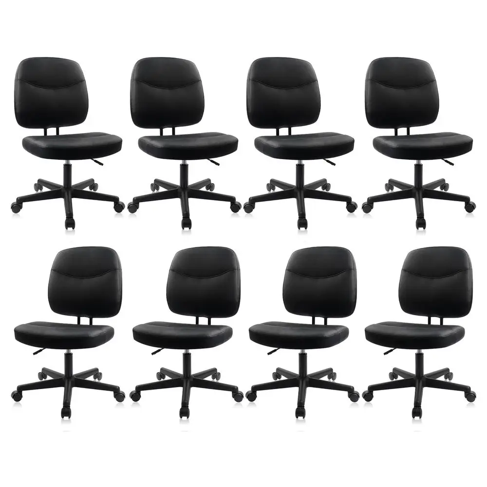 

Armless Home Office Chair,Small PU Leather Ergonomic Low Back Desk Chair with Lumbar Support and Wheels, Adjustable Height 360