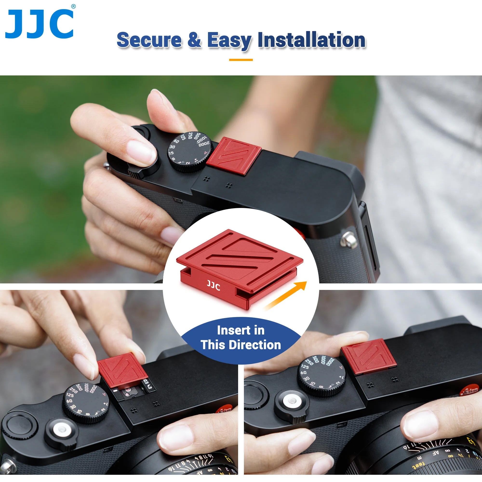 JJC Camera Flitsschoen Cover Beschermkap Voor Leica Q3 43, Volledige dekking Ontwerp Aluminium Luxe Flitsschoen Cover Rood