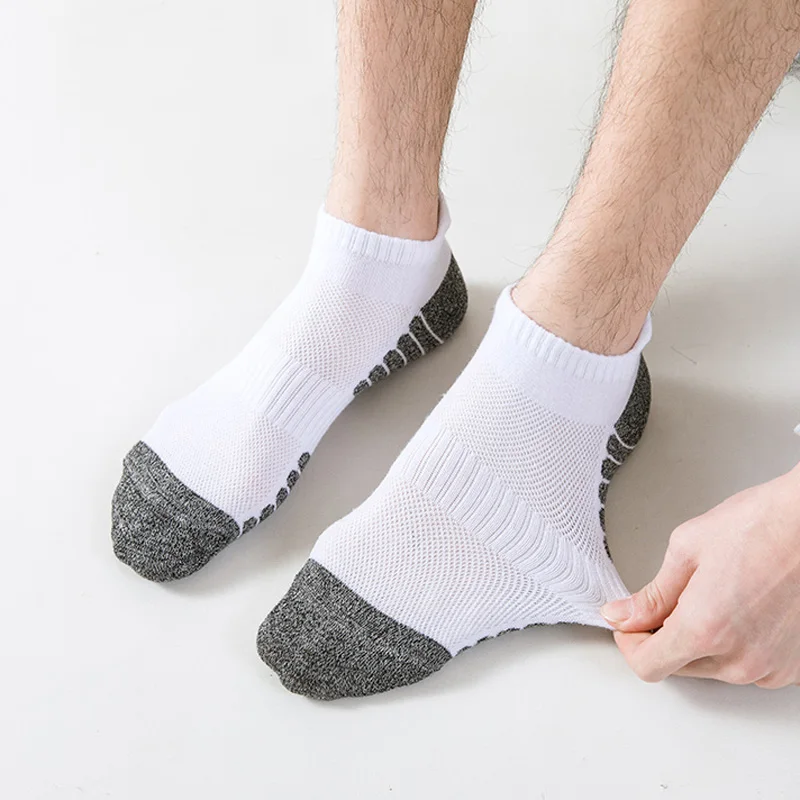 

1 Pair Ankle Athletic Running Socks Men Cotton Low Cut Sports Socks Parallel Ear Lifting Mesh Breathable Socks For Men