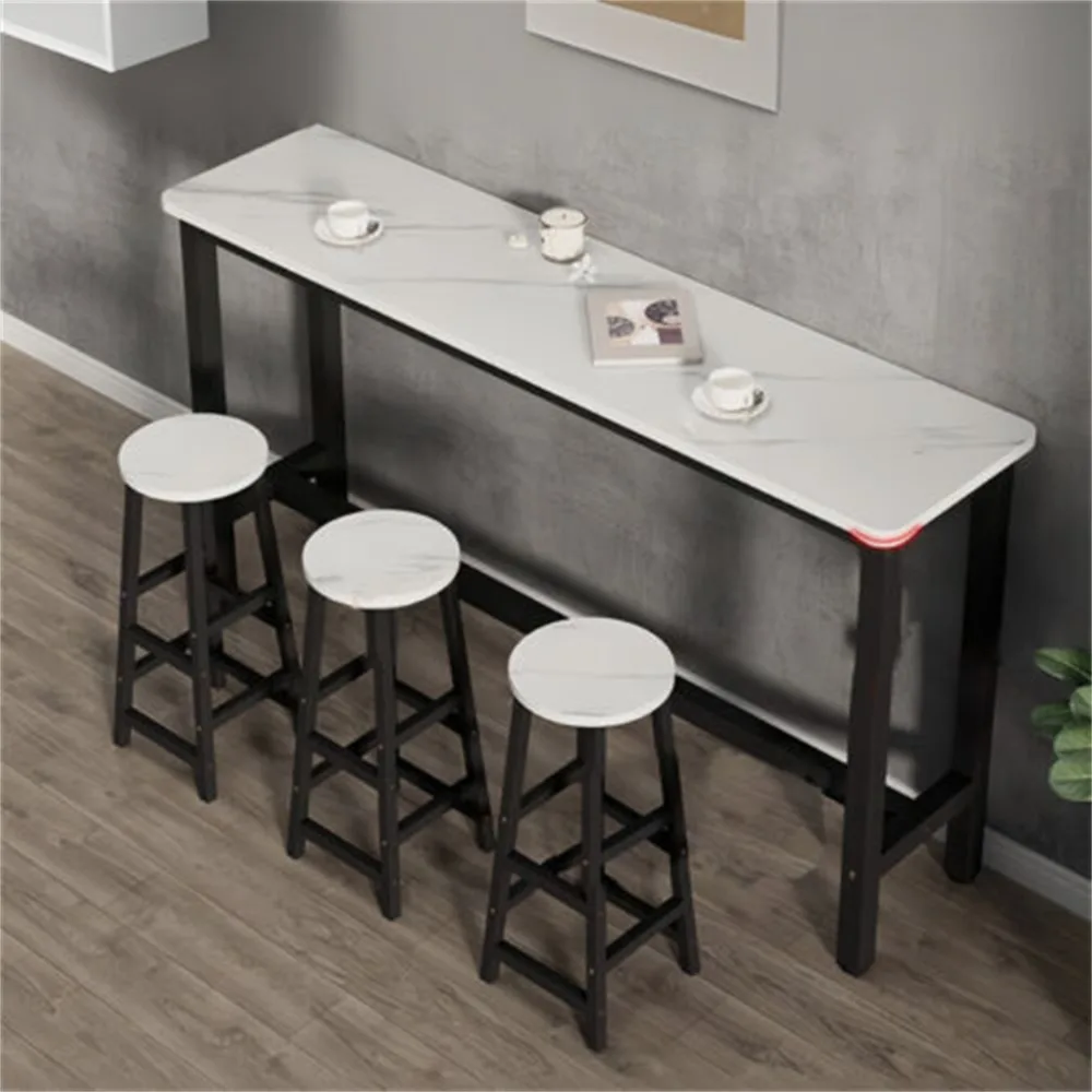 طاولة بار مطبخ طويلة جدًا، طاولة قهوة مستطيلة، طاولة كونسول من الرخام المعدني #1