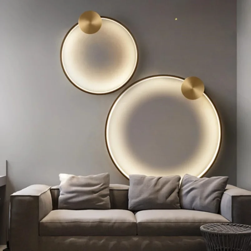 

Modern Brass Ring LED Wall Lights Home Art Deco Free Collocation Sconce For Parlor Dinning Room Bedside Stairs Nordic Round Lamp