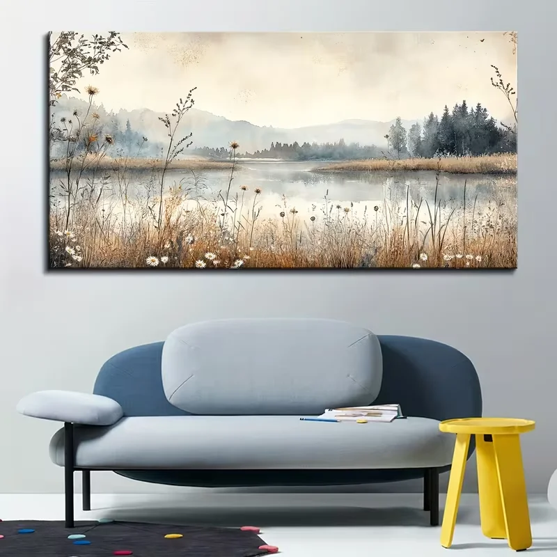 1pc (No frame),1pc Frameless Vintage Rural Landscape Wall Art Suitable for Modern Farmhouse Decor - Soft Watercolor Canvas Paint