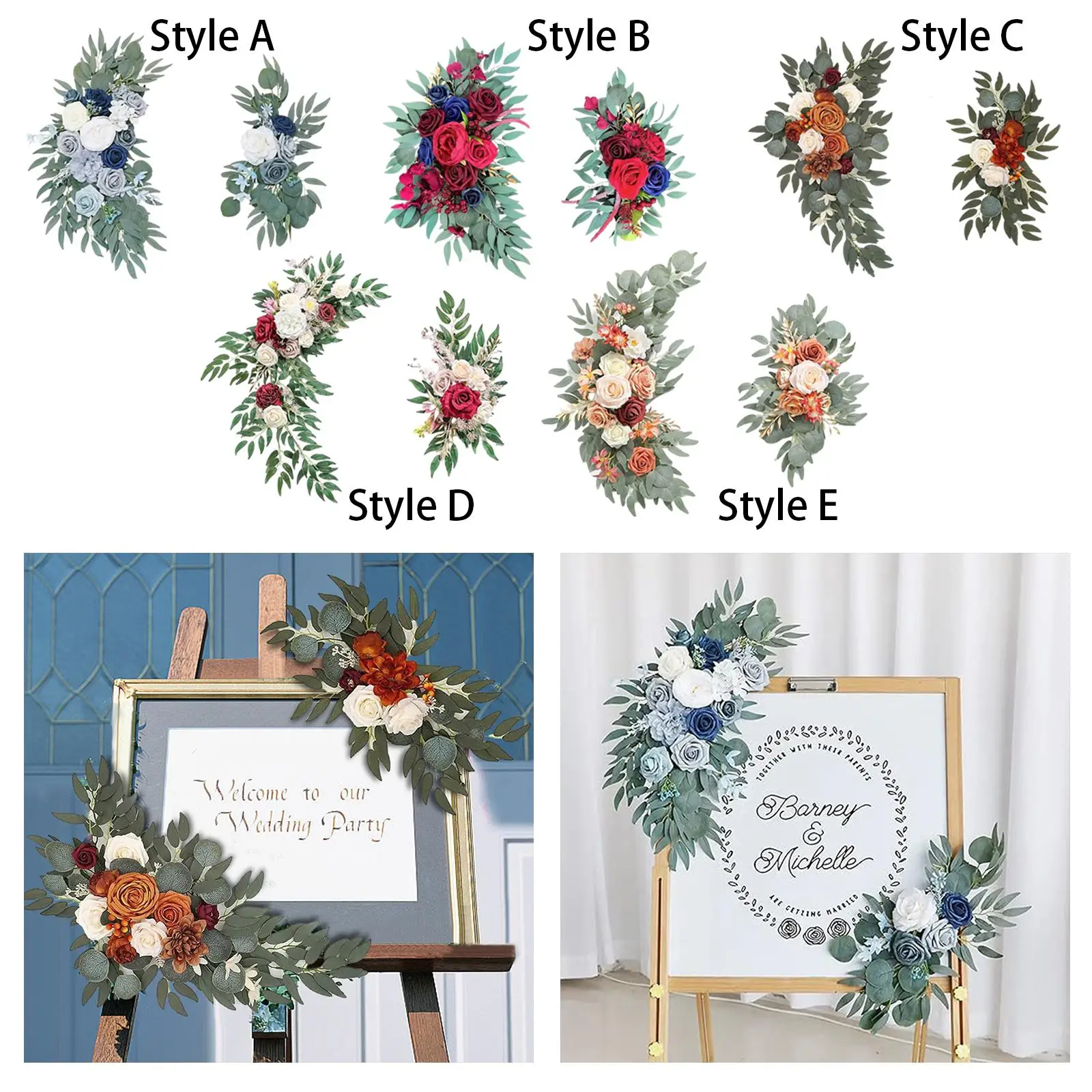 Wedding Arch Flowers Handmade Welcome Ceremony Sign Reception Backdrop Floral for Front Door Party Wall Wedding Reception
