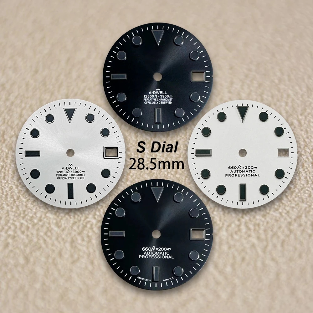 

28,5 мм S логотип SUB циферблат подходит для NH35/NH36/4R/7S японский механизм черный/белый высококачественный модифицированные аксессуары для часов