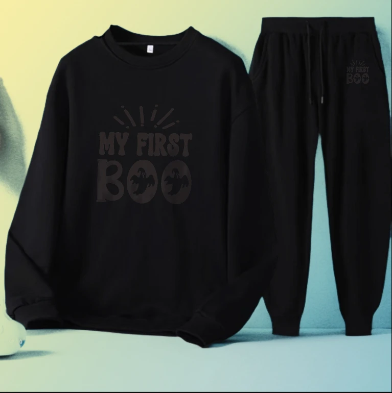 

Men's set new in men's sets Long sleeves sports summer men's clothing Autumn printed My First Boo man's sports suit men's sports