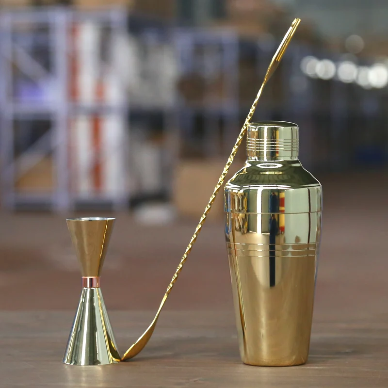 

Cocktail Shaker Bar Set Copper Plated Shaker Barware Set - 3 Pieces Bartender Kit Barware