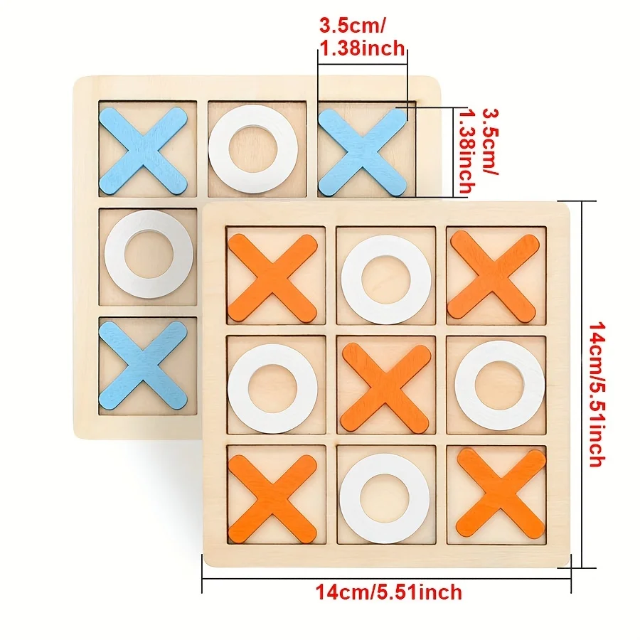 Tic Tac Toe Spiel Klassisches XOXO Brettspiel Familienspaß Reisespielzeug Strategiespielzeug Perfekt für Geburtstagsgeschenke Holz 3x3 Gitter JXB