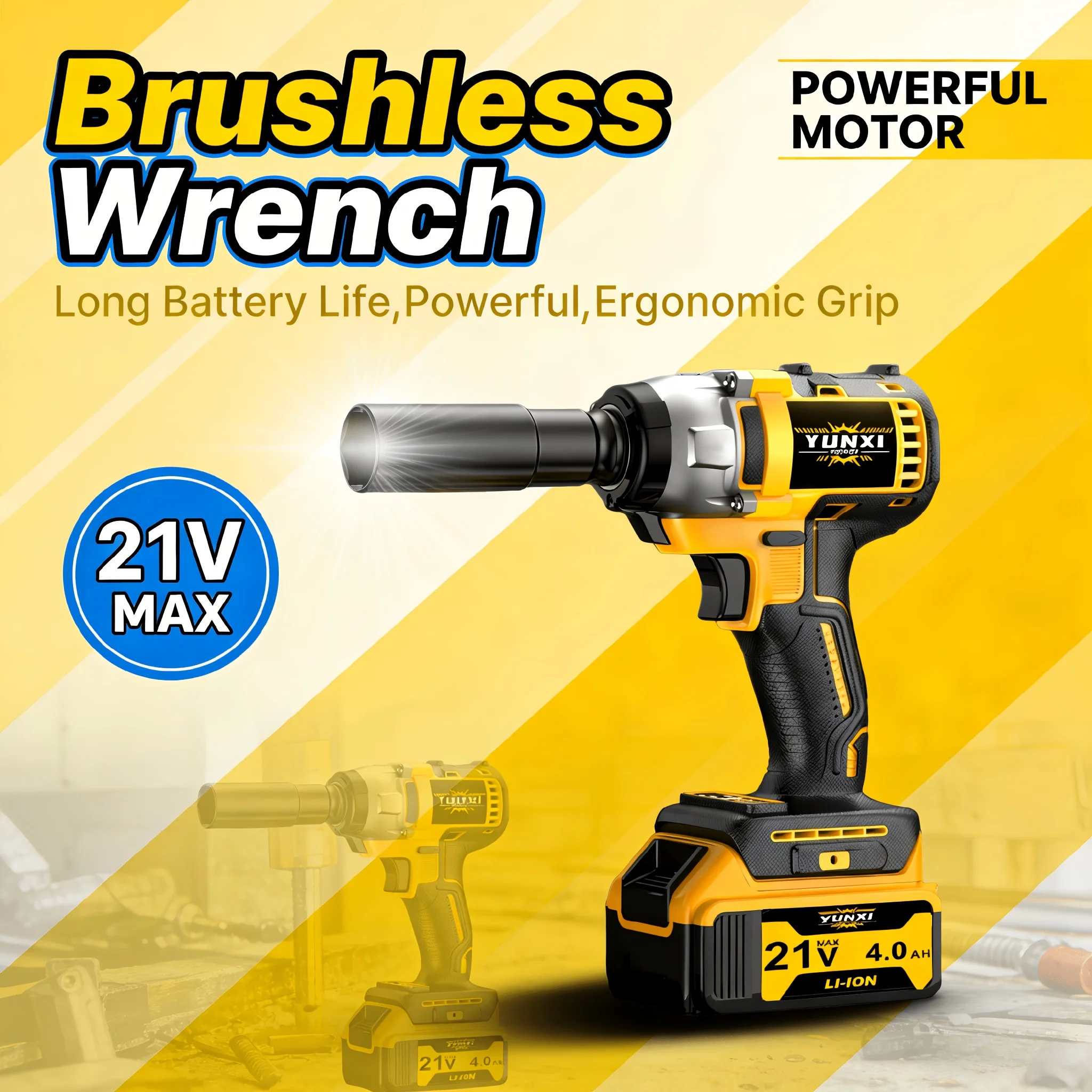 

Compact Impact Wrench, 1/2 Inch, 21V Brushless Electric Impact Wrench, Battery Powered, with LED Light, Electric Wrench Set, Suitable for Enthusiasts, Mechanic Work, Car Wheel Nuts And Home Repairs