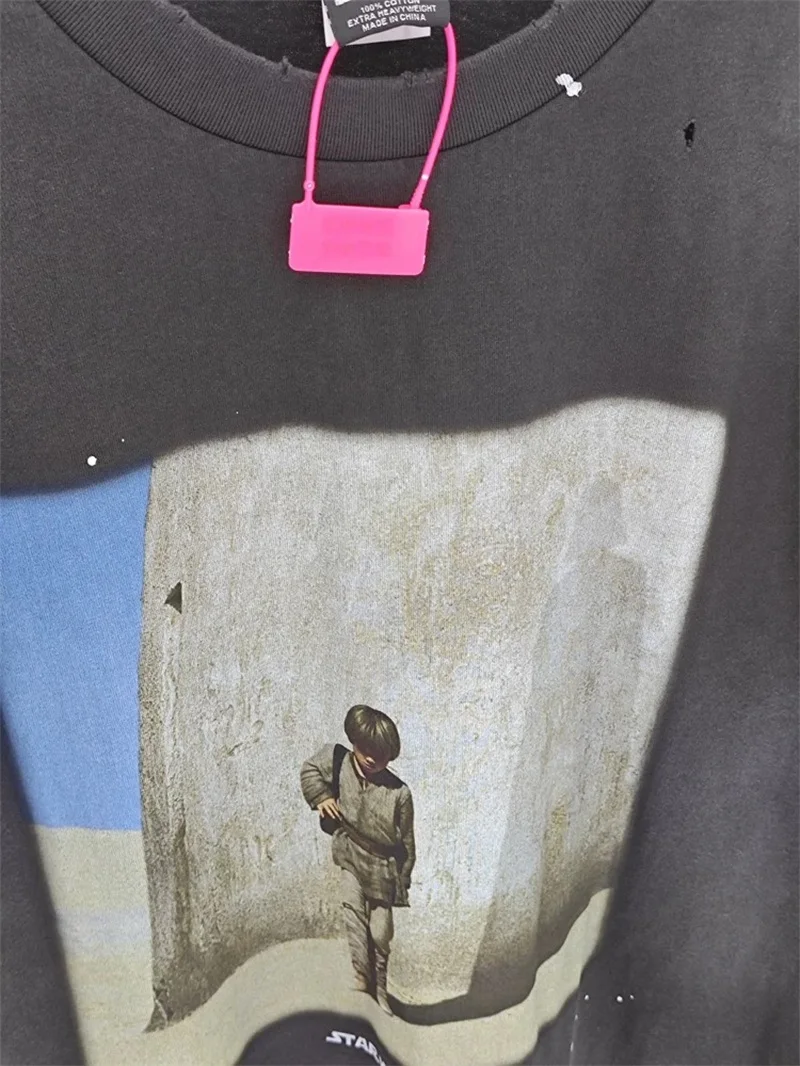 Saint Michael HIP HOP Long Sleeved T Shirts Men Women Oversized Vintage Black Washed Pullovers