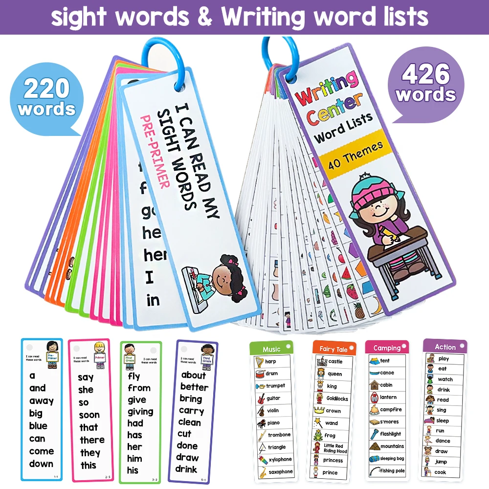 

220 Sight Words & Writing Word List Children's Early Education Card Classroom Flashcards Educational Toys for Kid Teaching Aid