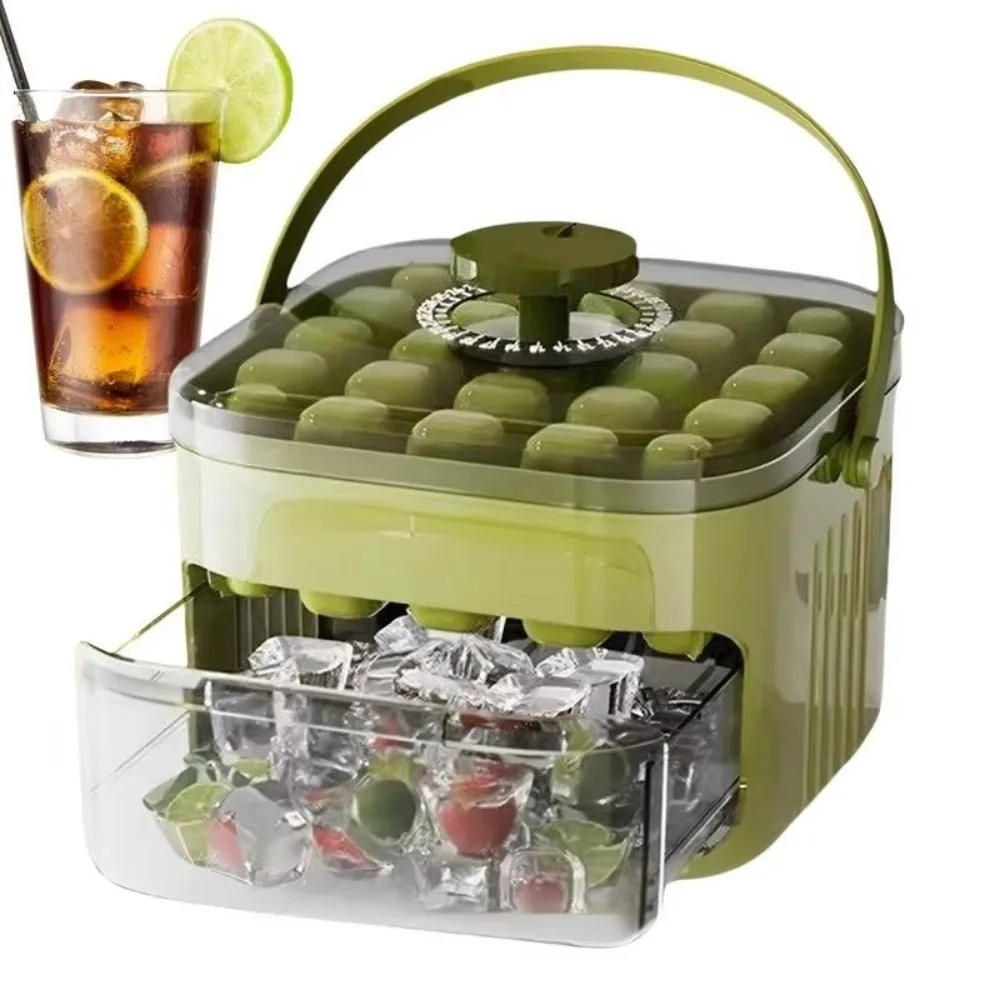

50-Cube Ice Maker with Easy Press Cap Large Capacity with Easy-press Lid Household Ice Storage Ice Box Double-layer Food-grade