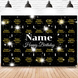 Customize Name Wedding Birthday Party Happy Sweet Photography Background Gold Glitter Banner Vinyl Backdrops For Photo Studio