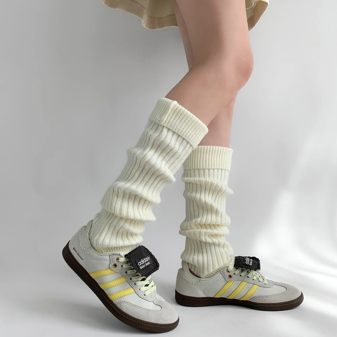 Night Teaching Room Milk White Foot Sock Spring and Autumn Women Wide Brim Hose Stepping Leg Warmer Y2g Gray Pile Sle Socks