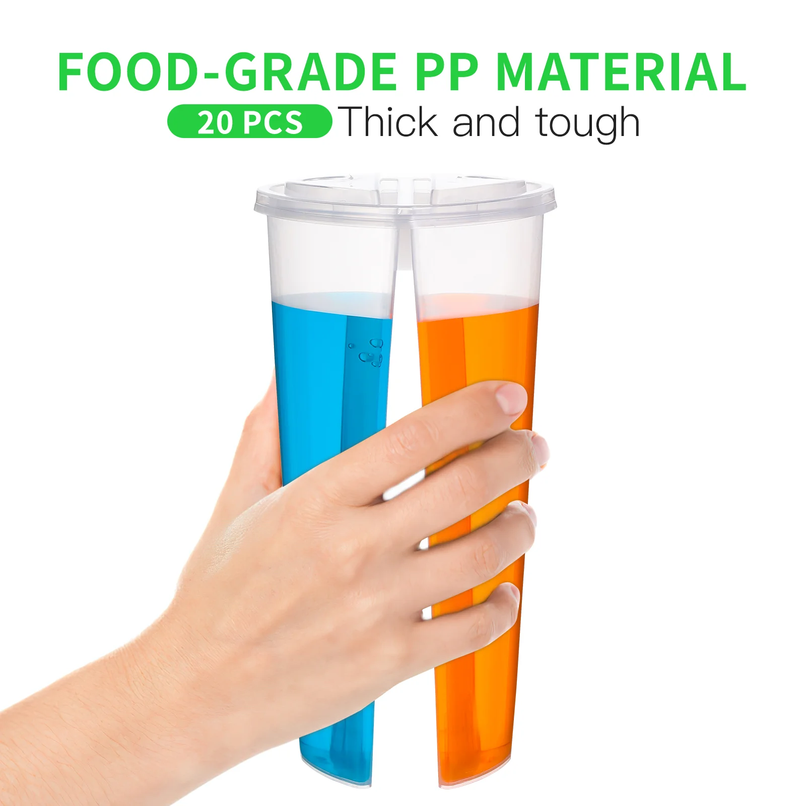 20PCS Creative Heart Shape Thickened Double Grid Disposable Plastic Cup Hot and Cold Drink Cup PP Couple Sharing Cup