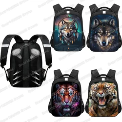 Zaini colorati con stampa tigre Howling Wolf Under The Moonlight zaino donna uomo Outdoor Daypack sacchetti di scuola per adolescenti regalo