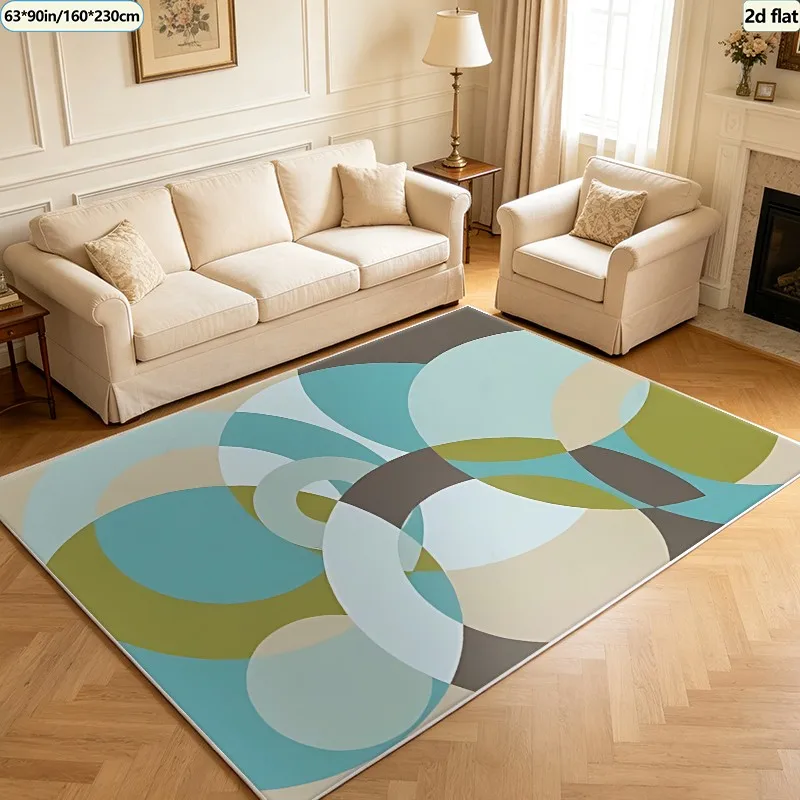 1 Piece of Silent, Noise-Reducing Overlapping Circular Geometric Pattern Carpet, Soft and Comfortable, Suitable for All Seasons, Lightweight and Easy to Care For, Ideal for Home Decor, Living Room Decor, Bedroom Decor, Dining Room Decor, Perfect for Autumn and Winter.