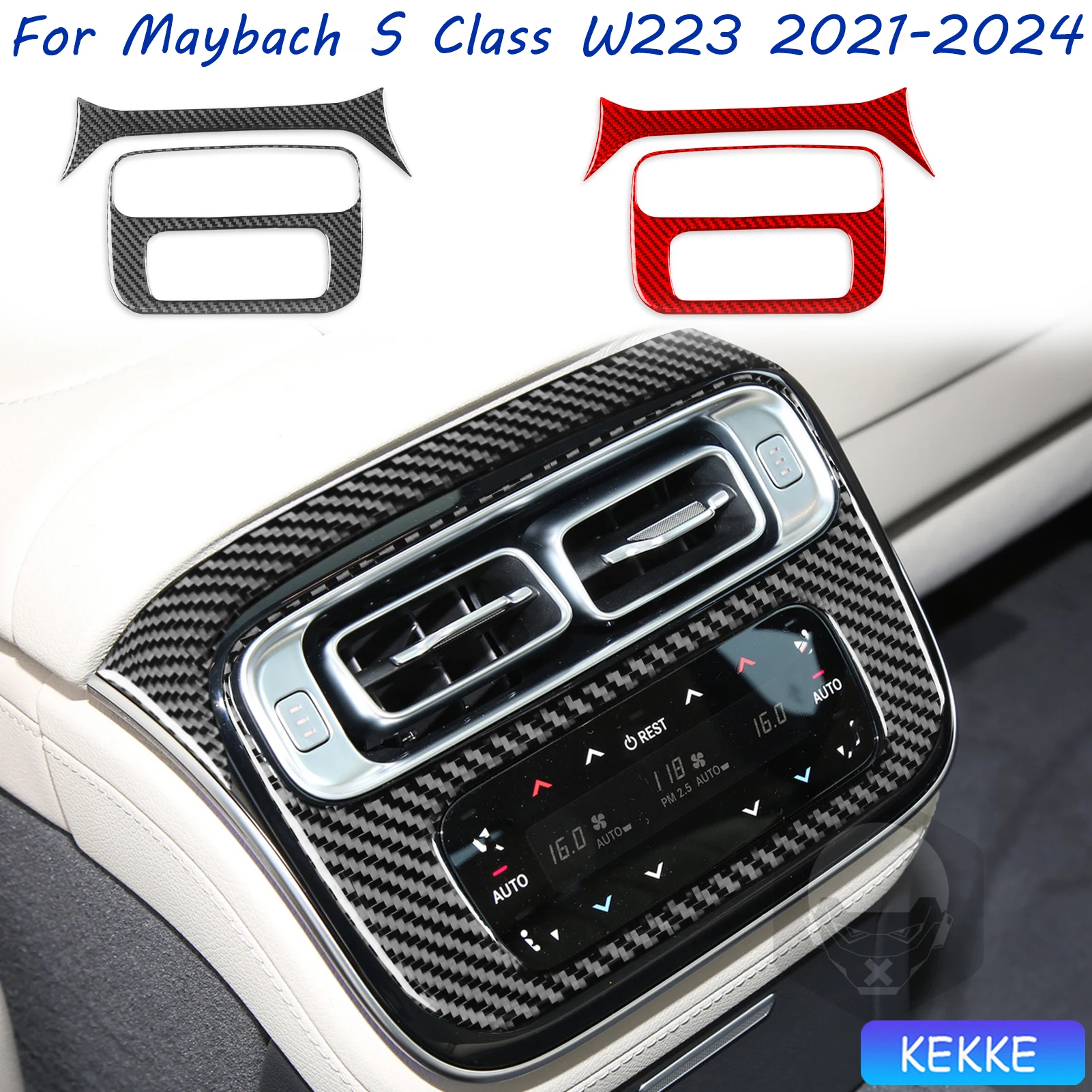 For Mercedes Benz Maybach S Class W223 2021-2024 Rear Exhaust Vent Panel Carbon Fiber Decorative Car Accessory Sticker