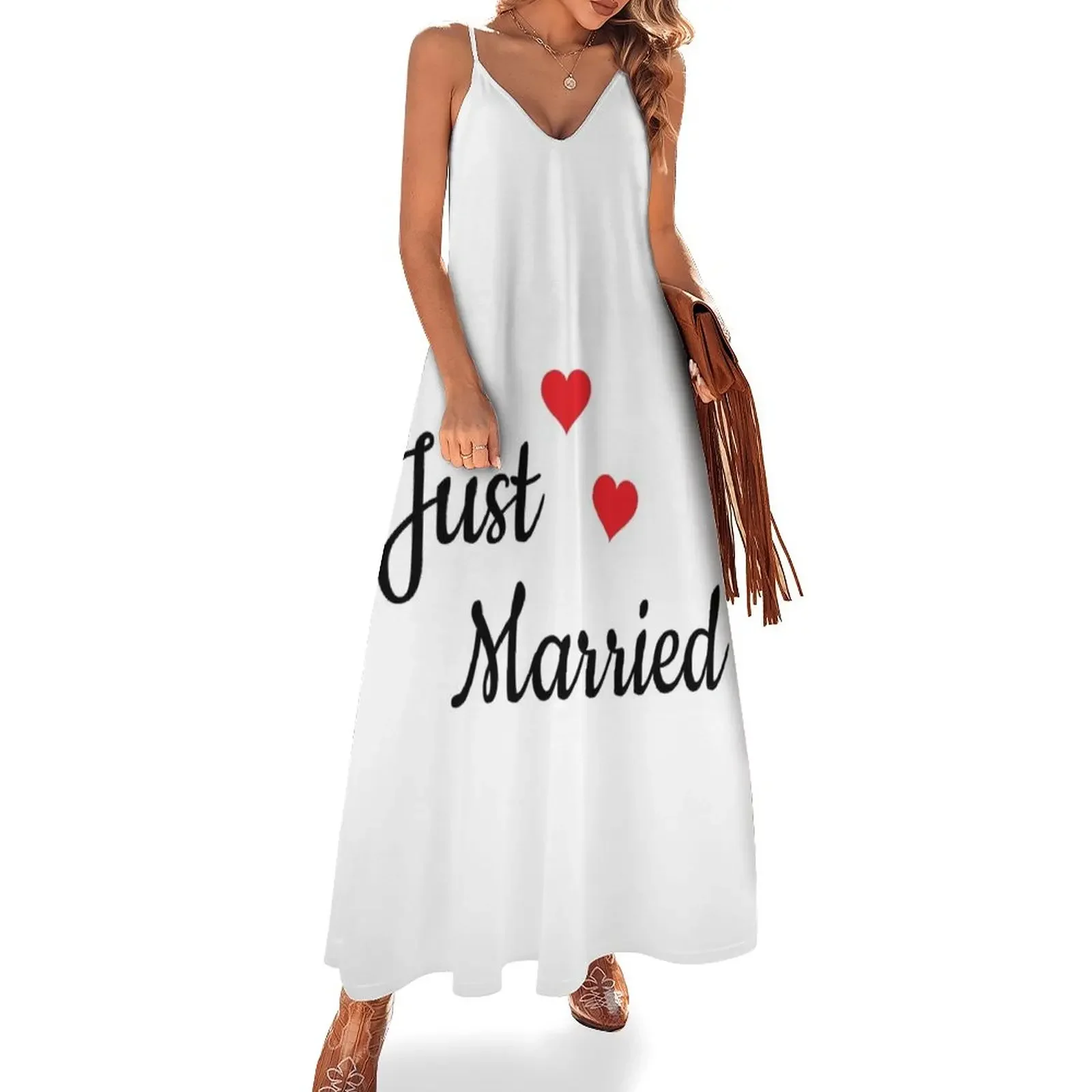 

Just Married Sleeveless Dress long sleeve dresses womens clothing Dress